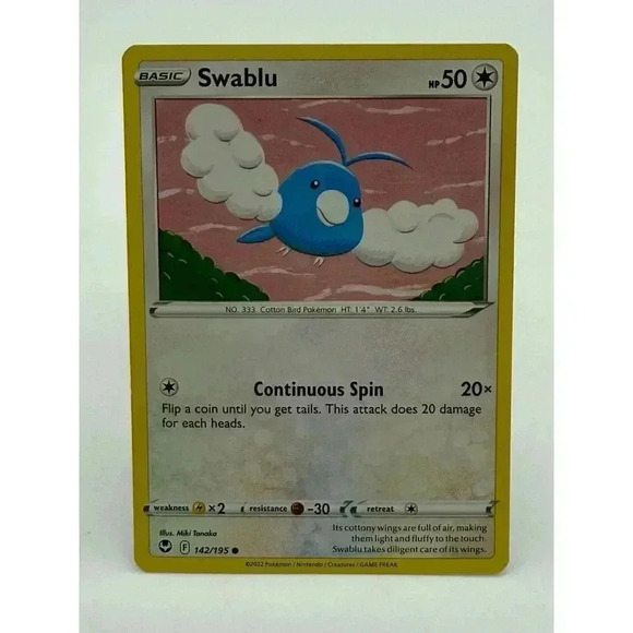 Swablu 142/195‎ SWSH: Silver Tempest Non-Holo Pokémon TCG Mint Unplayed - Picture 1 of 6